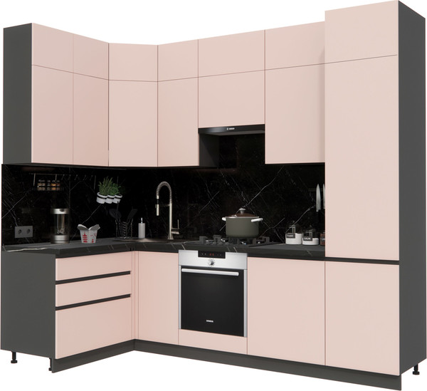 Изображение товара Кухонный гарнитур ВерсоМебель Эко Премиум 1.4x2.7 левая (пудровый/ст. тунис)