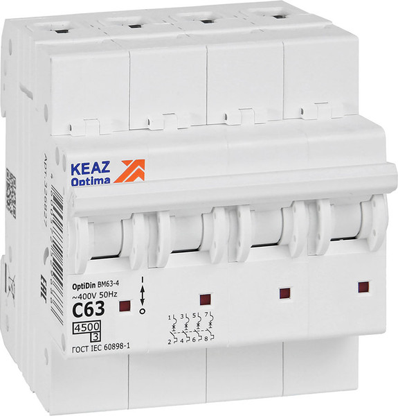 Изображение товара Выключатель автоматический КЭАЗ OptiDin BM63-4C63-4.5-УХЛ3 / 326827