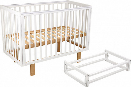 Изображение товара Детская кроватка Polini Kids Simple 341 с маятником / 0003167-26 (белый/дуб кафт золотистый)