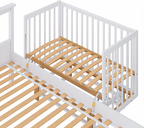 Изображение товара Детская кроватка Polini Kids Simple 341 с маятником / 0003167-26 (белый/дуб кафт золотистый)