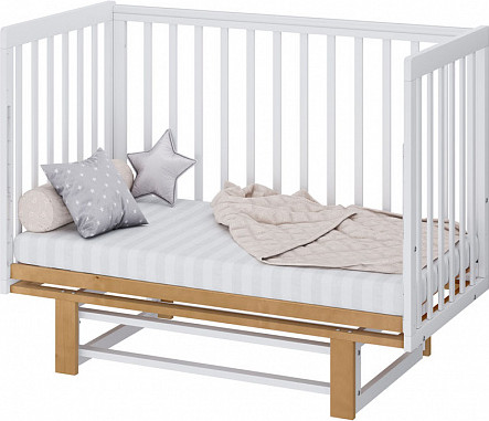 Изображение товара Детская кроватка Polini Kids Simple 341 с маятником / 0003167-26 (белый/дуб кафт золотистый)