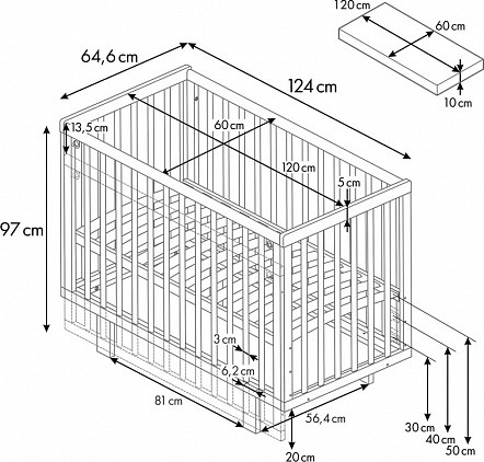 Изображение товара Детская кроватка Polini Kids Simple 341 с маятником / 0003167-26 (белый/дуб кафт золотистый)