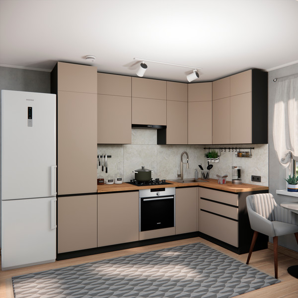 Изображение товара Кухонный гарнитур ВерсоМебель Эко Премиум 1.4x2.7 правая (глиняный серый/ст. дуб вотан)