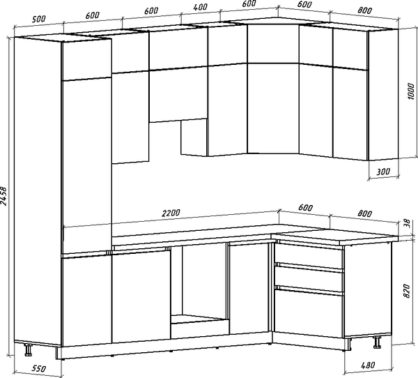 Изображение товара Кухонный гарнитур ВерсоМебель Эко Премиум 1.4x2.7 правая (кашемир/ст. тунис)
