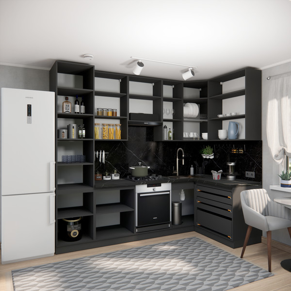 Изображение товара Кухонный гарнитур ВерсоМебель Эко Премиум 1.4x2.7 правая (кашемир/ст. тунис)