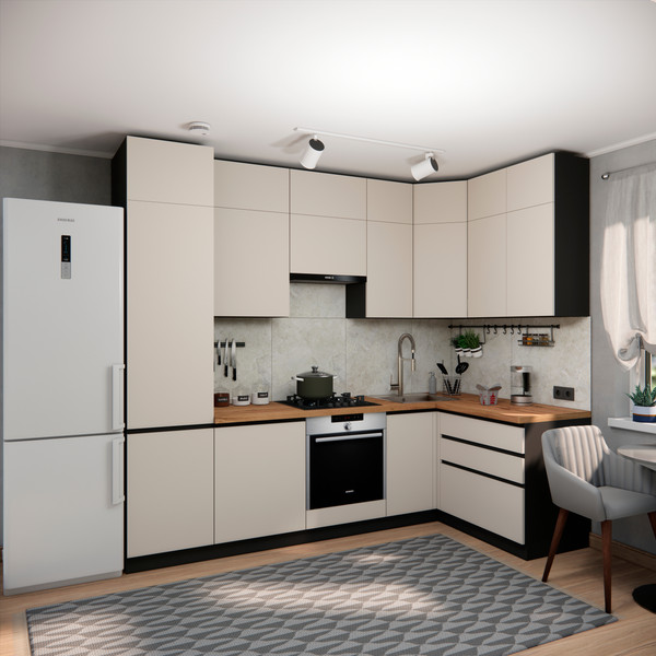 Изображение товара Кухонный гарнитур ВерсоМебель Эко Премиум 1.4x2.7 правая (кашемир/ст. дуб вотан)