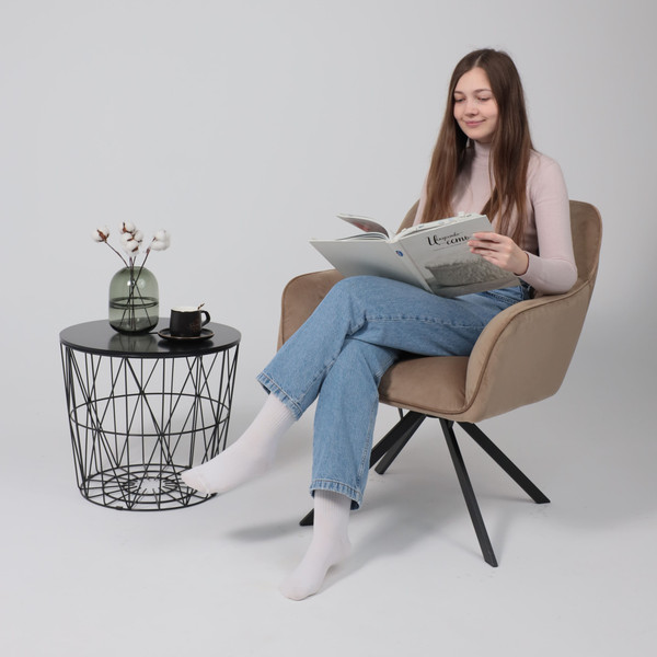 Изображение товара Кресло мягкое AksHome Virginia Поворотное (велюр капучино HCJ-11/черный)