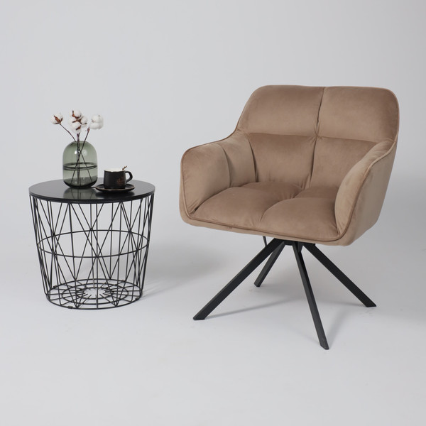 Изображение товара Кресло мягкое AksHome Virginia Поворотное (велюр капучино HCJ-11/черный)