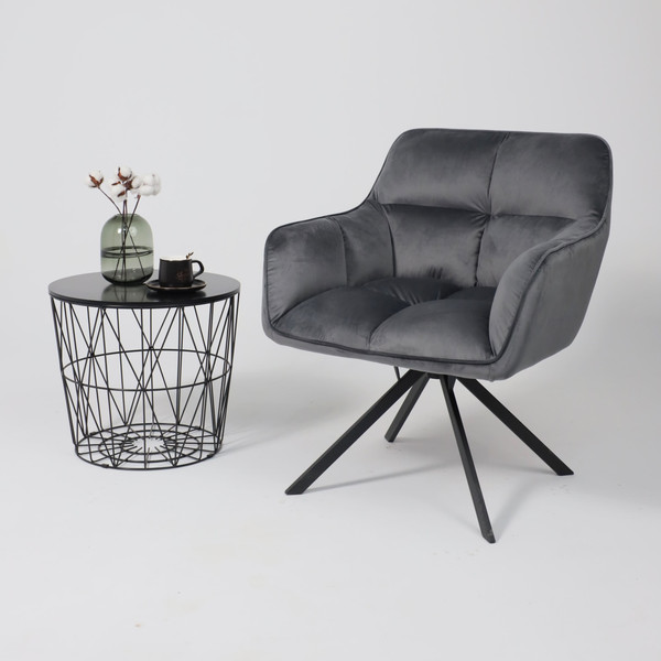 Изображение товара Кресло мягкое AksHome Virginia Поворотное (велюр темно-серый HCJ-40/черный)