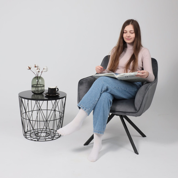 Изображение товара Кресло мягкое AksHome Virginia Поворотное (велюр темно-серый HCJ-40/черный)