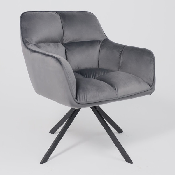 Изображение товара Кресло мягкое AksHome Virginia Поворотное (велюр темно-серый HCJ-40/черный)