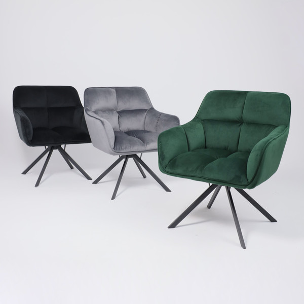 Изображение товара Кресло мягкое AksHome Virginia Поворотное (велюр темно-серый HCJ-40/черный)