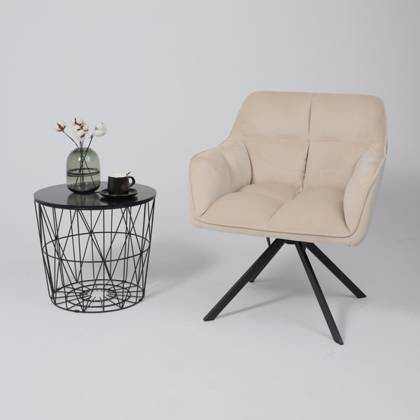 Изображение товара Кресло мягкое AksHome Virginia Поворотное (велюр кремовый HCJ-3/черный)