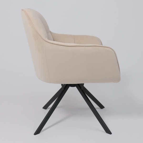 Изображение товара Кресло мягкое AksHome Virginia Поворотное (велюр кремовый HCJ-3/черный)