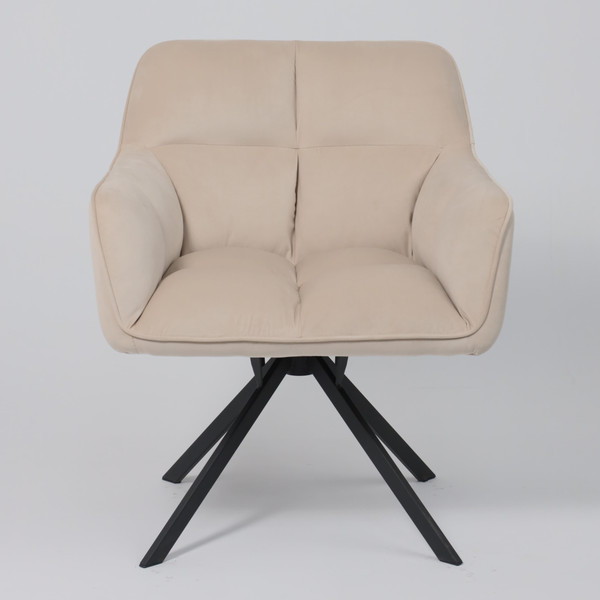 Изображение товара Кресло мягкое AksHome Virginia Поворотное (велюр кремовый HCJ-3/черный)