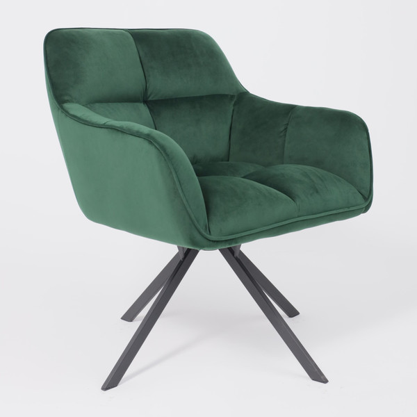 Изображение товара Кресло мягкое AksHome Virginia Поворотное (велюр темно-зеленый HCJ-19/черный)