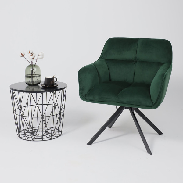 Изображение товара Кресло мягкое AksHome Virginia Поворотное (велюр темно-зеленый HCJ-19/черный)