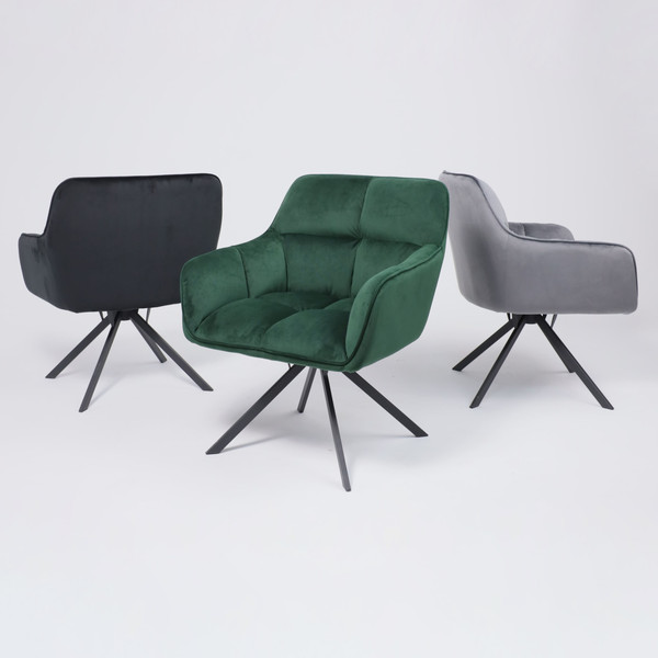 Изображение товара Кресло мягкое AksHome Virginia Поворотное (велюр темно-зеленый HCJ-19/черный)