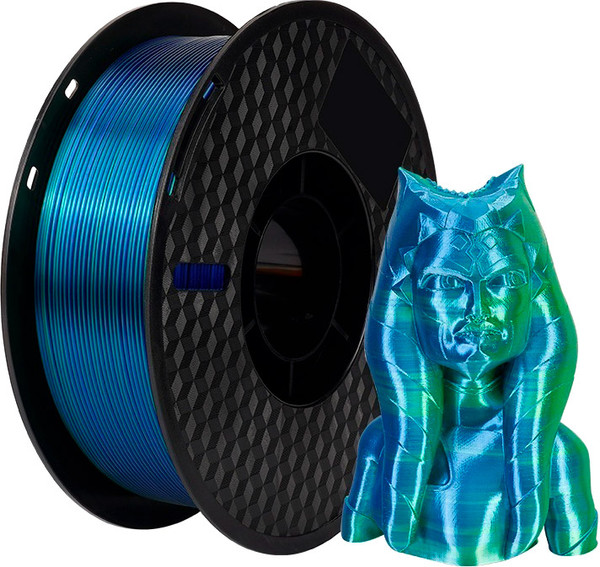 Изображение товара Пластик для 3D-печати Kingroon Dual Silk 1.75мм / NSC012 (1кг, голубой/зеленый)
