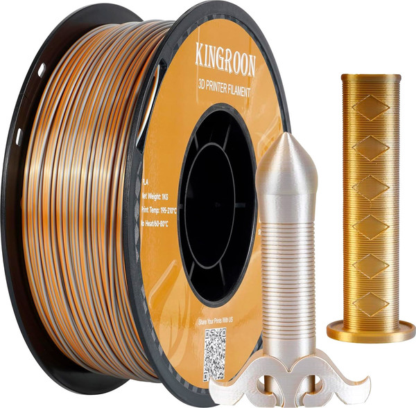Изображение товара Пластик для 3D-печати Kingroon Dual Silk 1.75мм / NSC015 (1кг, золото/серебристый)