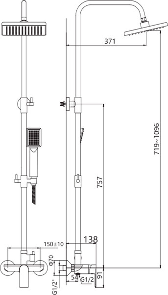 Изображение товара Душевая система со смесителем Lauter Rain 21CK505С-S2124