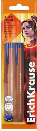 Изображение товара Набор шариковых ручек Erich Krause U-208 Matic Orange / 61074 (3шт, синий)