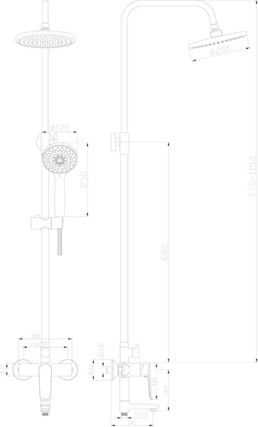 Изображение товара Душевая система со смесителем Lauter Shower 21CK198C-58