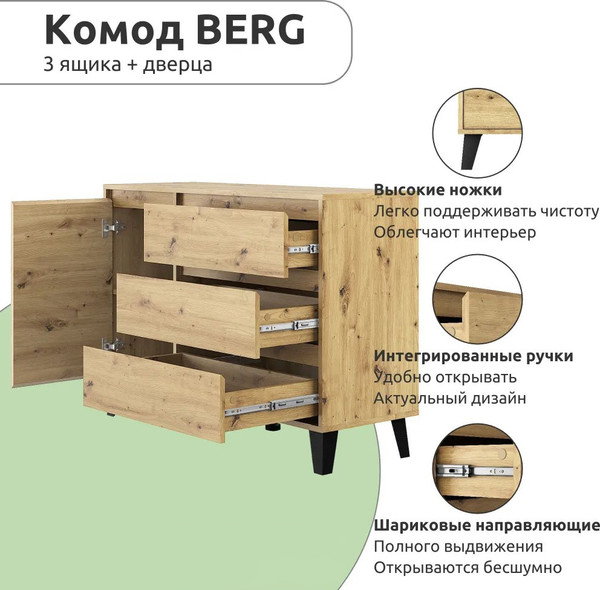 Изображение товара Тумба Anrex Boxwell Berg 1D3S (дуб артисан)