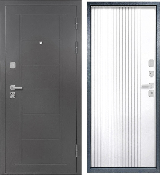 Изображение товара Входная дверь Промет Атлант 96x205 (правая, букле серый/бланко)