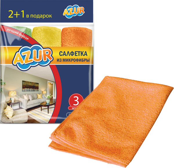 Изображение товара Набор салфеток хозяйственных Azur Из микрофибры 026200 (3шт)