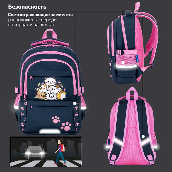 Изображение товара Школьный рюкзак Brauberg Vibe. Cat meeting / 272089