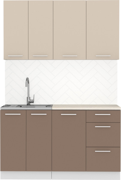 Изображение товара Кухонный гарнитур Артём-Мебель Оля СН-114 без стекла МДФ 1.4м (веллюто латте/веллюто мокко)