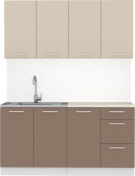 Изображение товара Кухонный гарнитур Артём-Мебель Оля СН-114 без стекла МДФ 1.6м (веллюто латте/веллюто мокко)