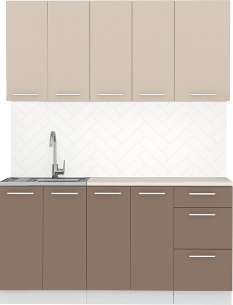 Изображение товара Кухонный гарнитур Артём-Мебель Оля СН-114 без стекла МДФ 1.6/3м (веллюто латте/веллюто мокко)