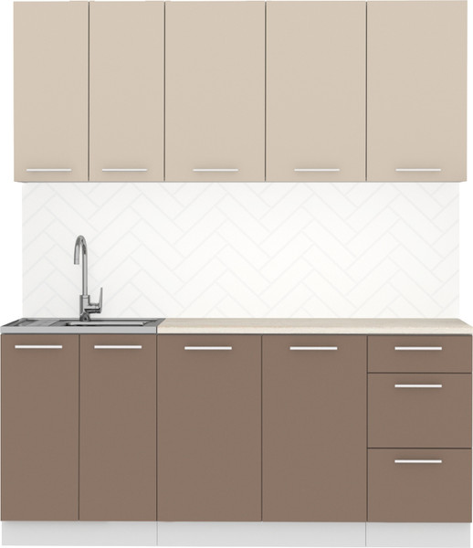Изображение товара Кухонный гарнитур Артём-Мебель Оля СН-114 без стекла МДФ 1.8м (веллюто латте/веллюто мокко)