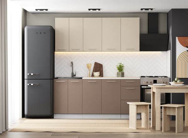 Изображение товара Кухонный гарнитур Артём-Мебель Оля СН-114 без стекла МДФ 1.8м (веллюто латте/веллюто мокко)