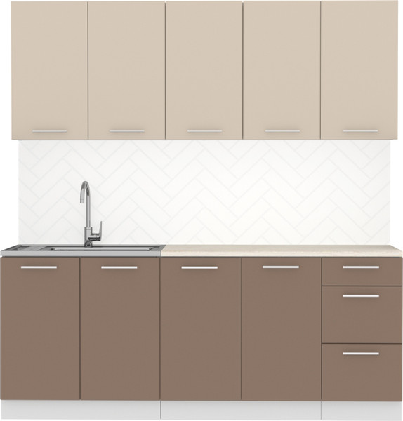 Изображение товара Кухонный гарнитур Артём-Мебель Оля СН-114 без стекла МДФ 2.0м (веллюто латте/веллюто мокко)