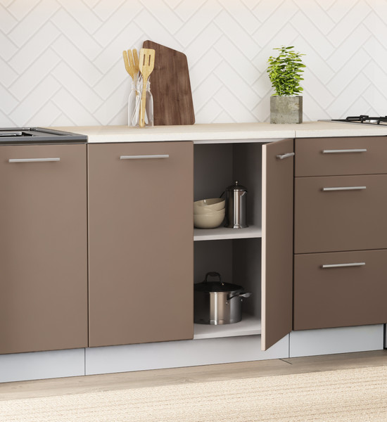 Изображение товара Кухонный гарнитур Артём-Мебель Оля СН-114 без стекла МДФ 2.2м (веллюто латте/веллюто мокко)