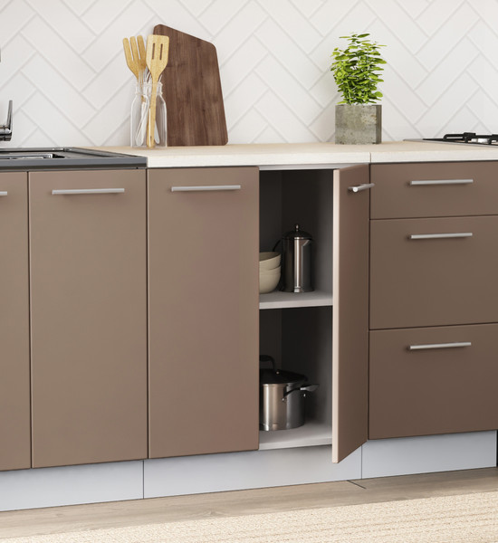 Изображение товара Кухонный гарнитур Артём-Мебель Оля СН-114 без стекла МДФ 2.2м (веллюто латте/веллюто мокко)