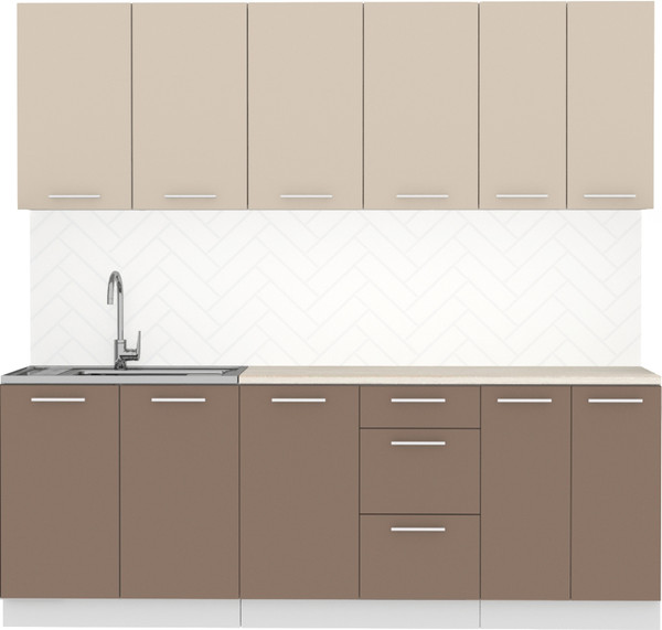 Изображение товара Кухонный гарнитур Артём-Мебель Оля СН-114 без стекла МДФ 2.2м (веллюто латте/веллюто мокко)