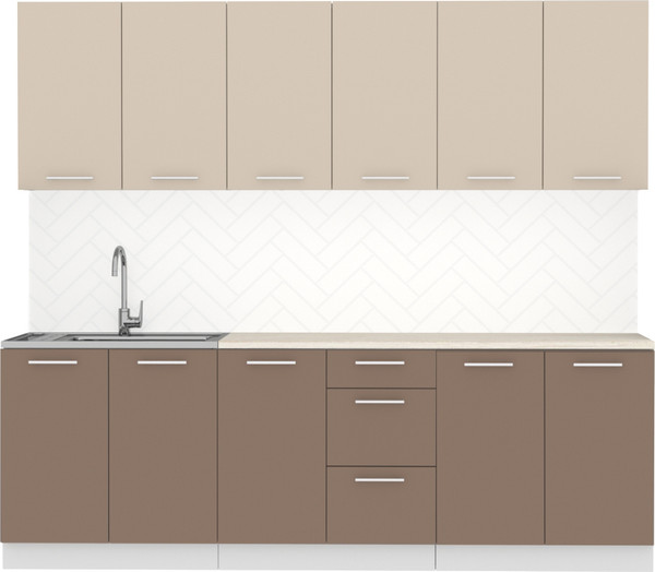 Изображение товара Кухонный гарнитур Артём-Мебель Оля СН-114 без стекла МДФ 2.4м (веллюто латте/веллюто мокко)