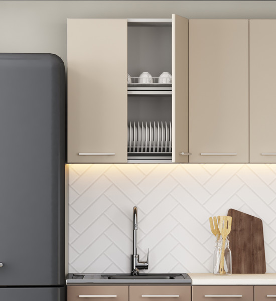 Изображение товара Кухонный гарнитур Артём-Мебель Оля СН-114 без стекла МДФ 2.4м (веллюто латте/веллюто мокко)