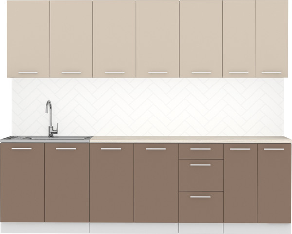 Изображение товара Кухонный гарнитур Артём-Мебель Оля СН-114 без стекла МДФ 2.6м (веллюто латте/веллюто мокко)