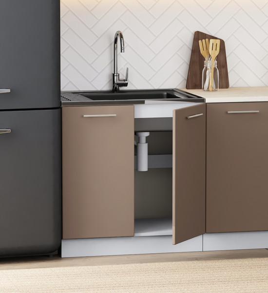 Изображение товара Кухонный гарнитур Артём-Мебель Оля СН-114 без стекла МДФ 2.6м (веллюто латте/веллюто мокко)