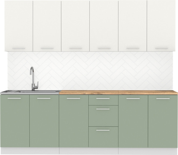 Изображение товара Кухонный гарнитур Артём-Мебель Оля СН-114 без стекла МДФ 2.4м (веллюто ванила/веллюто фисташка)