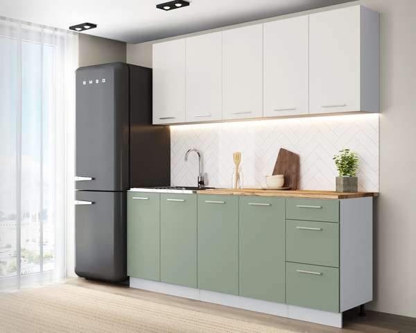 Изображение товара Кухонный гарнитур Артём-Мебель Оля СН-114 без стекла МДФ 2.0м (веллюто ванила/веллюто фисташка)