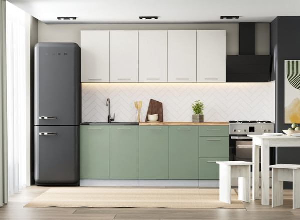 Изображение товара Кухонный гарнитур Артём-Мебель Оля СН-114 без стекла МДФ 2.0м (веллюто ванила/веллюто фисташка)