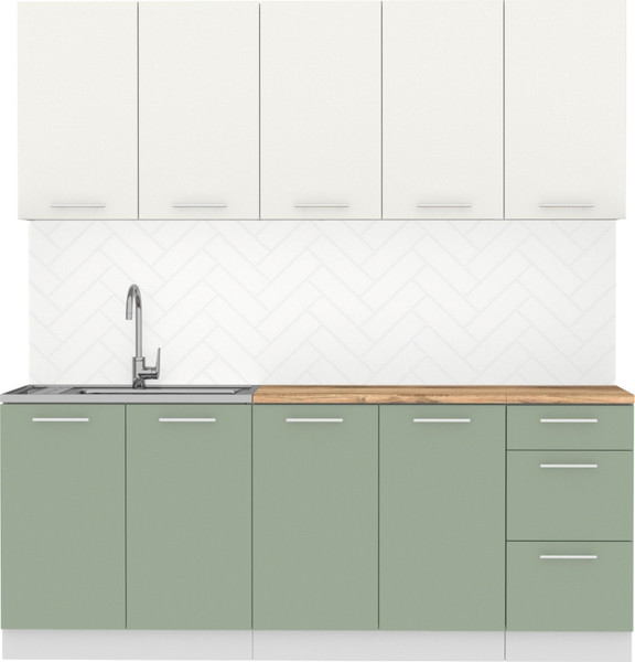 Изображение товара Кухонный гарнитур Артём-Мебель Оля СН-114 без стекла МДФ 2.0м (веллюто ванила/веллюто фисташка)