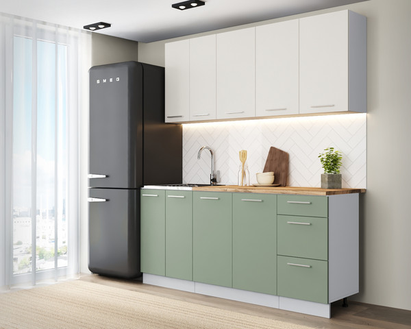 Изображение товара Кухонный гарнитур Артём-Мебель Оля СН-114 без стекла МДФ 1.8м (веллюто ванила/веллюто фисташка)