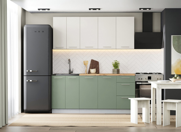 Изображение товара Кухонный гарнитур Артём-Мебель Оля СН-114 без стекла МДФ 1.8м (веллюто ванила/веллюто фисташка)